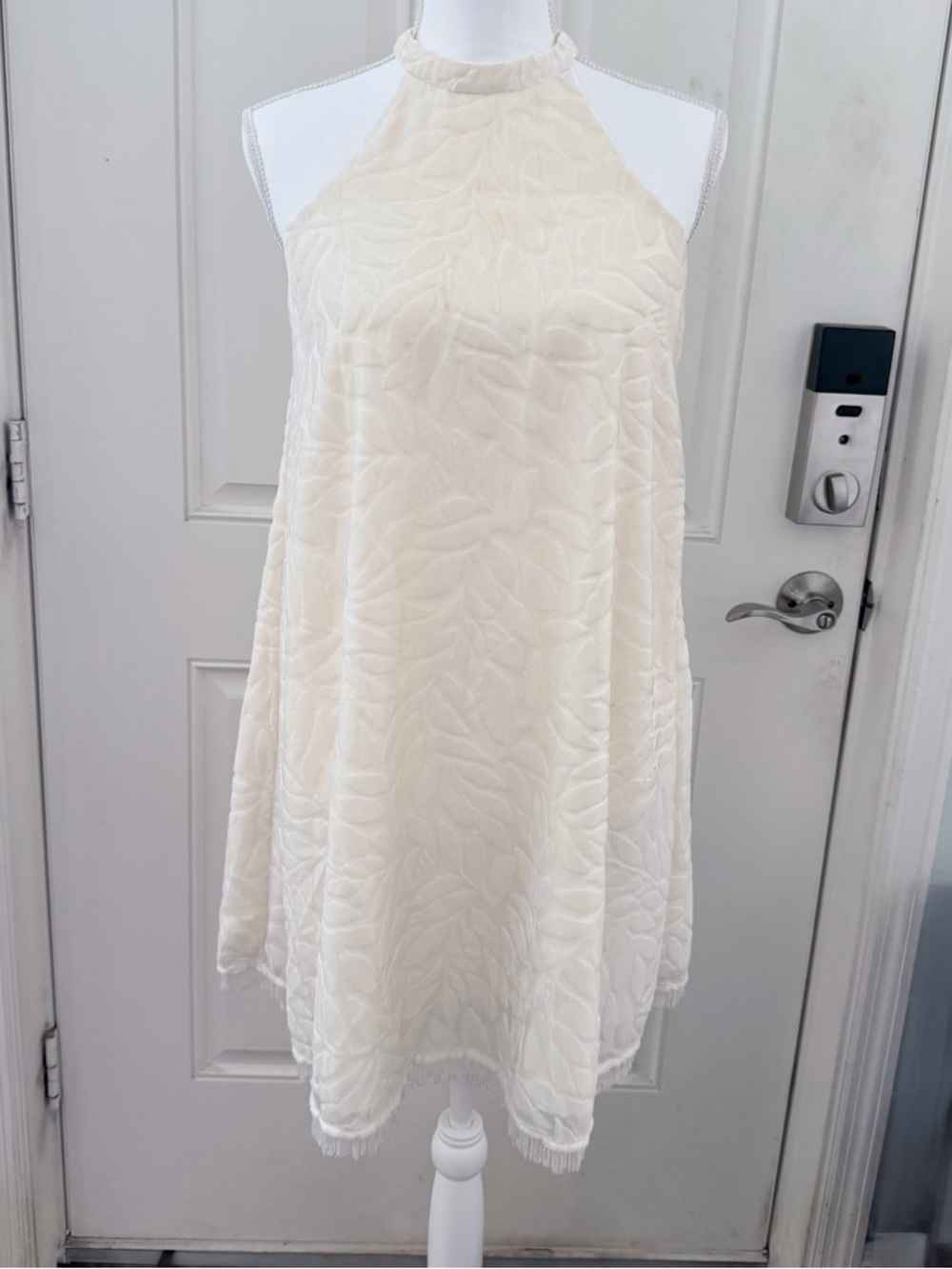 Lilly Pulitzer Quinn Fern Leaf Dress XS | Ivory Velvet Burnout Halter